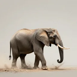 an elephant turning into dust, half of the elaphant is gone, digital art