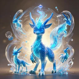 ( grass type pokemon ), blue tones, creature creature in a alaska, backlit, warm tones, bioluminescent bioluminescent translucent translucent : by michal karcz, daniel merriam, victo ngai and guillermo del toro : ornate, dynamic, particulate, intricate, elegant, highly detailed, centered, artstation, smooth, sharp focus, octane render