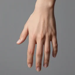 studio catalog photography of a finely detailed woman's natural hand