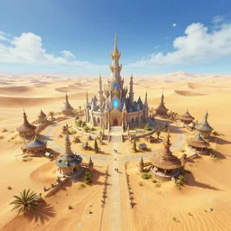 an isolated sacred spiritual fantasy alien village in a vast sand desert, final fantasy, square enix, squaresoft, jrpg, octane render, 8 k, unreal engine 5