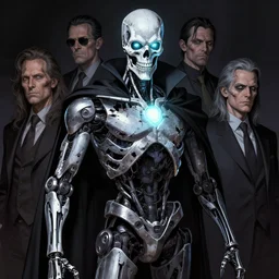 morbidly hyperdetailed illustration of judge death as a damaged terminator, by bisley, fabry, corben, sienkiewicz and suydam, witchcraft, glow of magic powers, eldritch energy, lightning, fire, sparkling mystic bolts, photorealism, extreme technical precision, insanity, terror, wild, crazy, scary, horror
