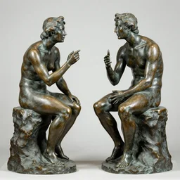 sculpture, the conversation. surrealist, bronze statues, auguste rodin
