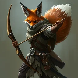 a medieval anthropomorphic werefox archer with a fluffy tail as a dnd character, trending on artstation, cgsociety