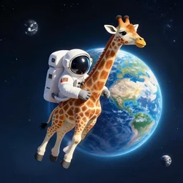 a giraffe dressed like an astronaut floating in space with the earth in the background, trending on artstation, art by greg manchess, guangjian, detailed digital art, artstation hd
