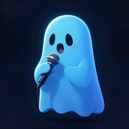 a blue ghost with a microphone, digital art, cinematic lightning, rutkowski
