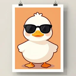 a cute duck wearing sunglasses, poster art