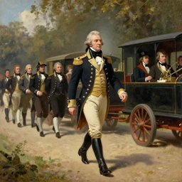 gentleman johnny burgoyne's elegant party train marching through saratoga, 1 8 th century american revolution portrait oil on canvas shimmer artstation