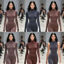 multi panel storyboard of olivia wearing an outfit made of tight silicone, runway model at new york fashion week, sporty physique, black hair, freckles, pale skin, multiple angles, photo by greg rutkowski, stage lighting, soft colors, female beauty, intricate detail, elegance, 3 5 mm, depth of field, masterpiece