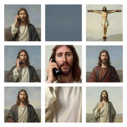 jesus christ!, talking on old phone!!!, a stock photo by andrei rublev, behance, remodernism, behance hd, stockphoto, photocollage