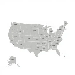 map of the us states, style of a european map