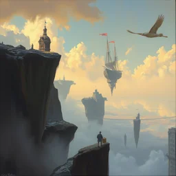 floating city, oil painting, by greg rutkowski