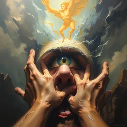 my third eye won't open, angst, cinematic painting by dave dorman and daniel docciu