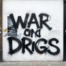 war on drugs graffiti on a wall in london, karen knorr, daido moriyama