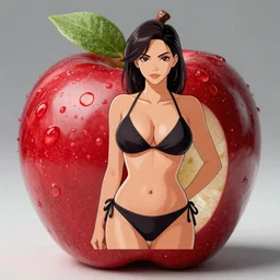 a sexy apple wearing a bikini ; character ; digital ; artgerm