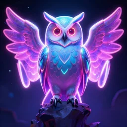 Neon angelic demon owl knight digital art