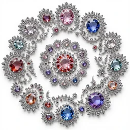 jewelry and gems arranged in fractal patterns, layers of intricate swirling fractals, blooming, photorealistic, octane render, effervescent, sacred geometry, pattern, realistic, epic and cinematic, 3 d, clear, sharp