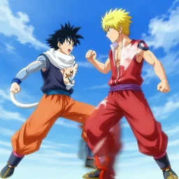 Ichigo Kurosaki battling Goku in the sky, 4k