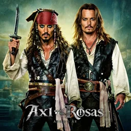 axl rose replacing johnny depp in the lead role in pirates of the caribbean ( 2 0 2 4 ) film poster