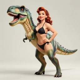 World war II era pin up poster of a female T. Rex wearing a bikini