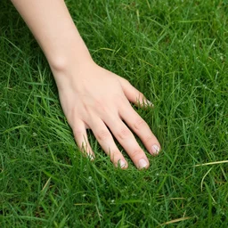 a person touches grass in the first time in their life