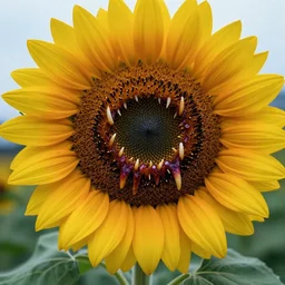 a photo of evil sunflower, human mouth, teeth, fangs, carnivorous, monster, scary, haunting, 3 5 mm