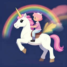 photograph of a unicorn riding on a rainbow