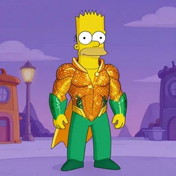 aquaman as a simpson, by matt groening, 4 k frame from the original series, digital art