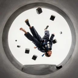 falling while thrusting squares through circles