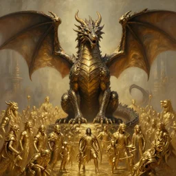 a bronze dragon, beautiful, dnd character art portrait, looming over a horde of gold, matte fantasy painting, deviantart artstation, by jason felix by steve argyle by tyler jacobson by peter mohrbacher by paul hedley, cinema