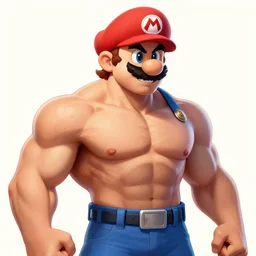 badass muscular man with a mario hat , sketch , trending on artstation , Hyperdetailed , CGSociety