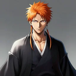Ichigo from Bleach by Takeshi Obata, portrait, intricate, elegant, highly detailed, centered, digital painting, artstation, concept art, smooth, sharp focus, illustration