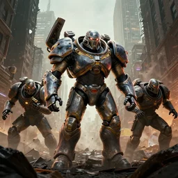 super mutants from the fallout series attacking a post - apocalyptic new york city in the year 2 1 8 9 ( cinematic scene, extraordinarily detailed, good quality, illustration, uhd, 8 k, ultra lighting, hollywood movie shot, photo - realistic, intense shot, ultra - realistic terminators )