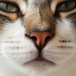 close up from a cat nose, realistic photograph