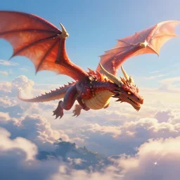 dragons flying, fantasy scenery, clouds, beautiful, brilliant colors, shinning, peaceful, digital art, detailed, artstation