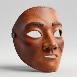 a mask made of leather, 3 d, whimsical, fantasy, unreal engine, 3 d shading, trending on artstation hq, high quality