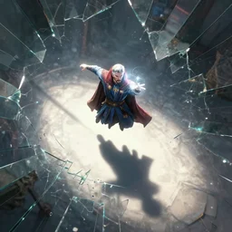 doctor strange, long shadow, light colors, white magic, web, by greg rutkowski, multiple dimensions, shattered glass, refractions, highly detailed, environmental light, cinematic by francis tnehunreal, octane render, nvidia, concept art, close up