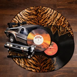 a delorean with tiger skin print viynl rap,