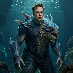elon musk as a fantastic lovecraftian sea creature, photorealistic, cinematic lighting, highly detailed, by guillermo del toro
