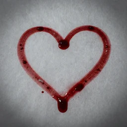dead teenager in an heart shaped blood stain