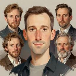 photo of milo manara with simple smile paint detailed digital artstation, portrait hd 4 k, y greg rutkowski and gaston bussiere and craig mullins and j. c. leyendecker, hd
