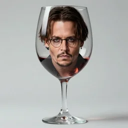 still of johnny depp face on a giant glass of wine, by dominick labino, beautiful composition