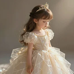 tiny princess with a polygonal dress, light dust, magnificent, close up, details, sharp focus, elegant, highly detailed, illustration, by Jordan Grimmer and greg rutkowski and PiNe(パイネ) and 薯子Imoko and 香川悠作 and wlop and maya takamura, intricate, beautiful, Trending artstation, pixiv, digital Art