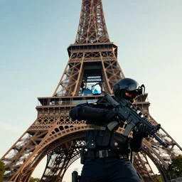 swat kats in paris, extremely detailed, cinematic shot, close angle, eiffel tower in the background