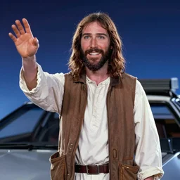 jesus christ as marty mcfly in the 1 9 8 5 film back to the future, trending on artstation