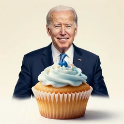advertising photo of joe Biden as a cupcake
