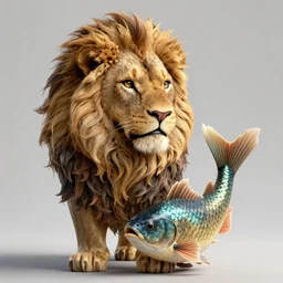 creature with [ the head of a lion ]! and [ the body of a fish ]! 4 k photorealism trending on unsplash intricate award winning 8 k quality detailed