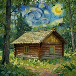 [ a log cabin in the forest ] [ van gogh ] [ 3 8 4 0 ]