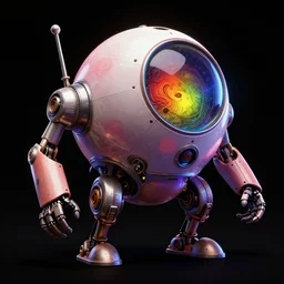 fallout eyebot sputnik concept art, black background, vibrant colors, 8 k photorealistic, hd, high details, trending on artstation