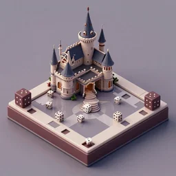 (2004-2007)  isometric oogie boogie's lair, dice, abandoned, game level, 3d render, in the style of yoworld, haunted mansion, artstation, isometric by Miha Rinne