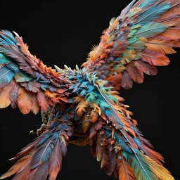 feathered dragon, close up 3 d model, texture feathers, colorful, realistic, photoreal, hyper realism, 8 k, feathered mythical dragon